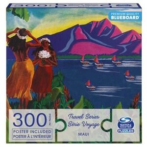 Spin Master Travel Series Maui Hawaii 300 Piece Jigsaw Puzzle Blueboard Poster